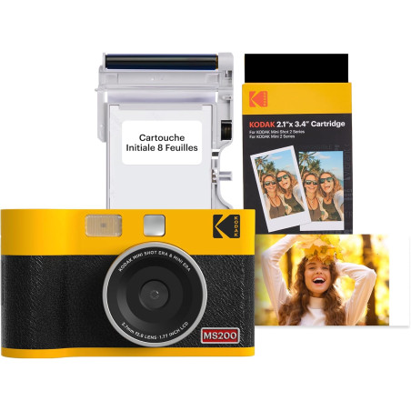 KODAK Mini Shot 2 Era 4PASS 2-in-1 Appareil Photo Instantané et Imprimante Photo Portable (5,3x8,6cm) (Appareil Photo + Paquet a