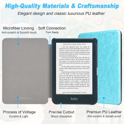 DMluna Étui Slimshell pour Kobo Clara Colour/BW/ 2E, Tolino Shine Colour/Shine 5/4, Coque de Protection Magnétique avec Fonction