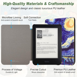 DMluna Étui Slimshell pour Kobo Clara Colour/BW/ 2E, Tolino Shine Colour/Shine 5/4, Coque de Protection Magnétique avec Fonction