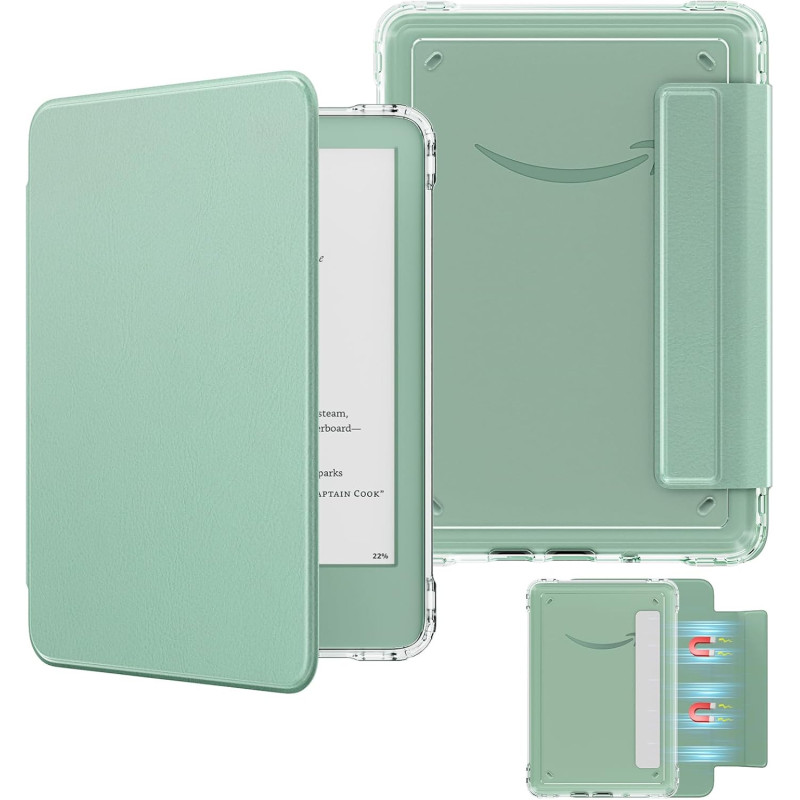MoKo Étui Magnétique Détachable pour Le Tout Nouveau Kindle (11e Génération 2024/2022) 6 Pouces, Coque Légère et Résistante aux 