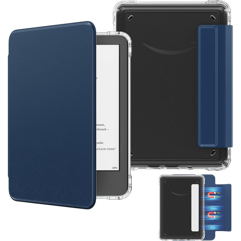MoKo Étui Magnétique Détachable pour Le Tout Nouveau Kindle(11e Génération 2024/2022) 6 Pouces, Coque Légère et Résistante aux R