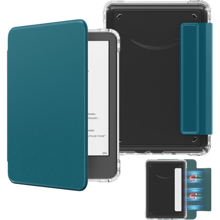 MoKo Étui Magnétique Détachable pour Le Tout Nouveau Kindle(11e Génération 2024/2022) 6 Pouces, Coque Légère et Résistante aux R