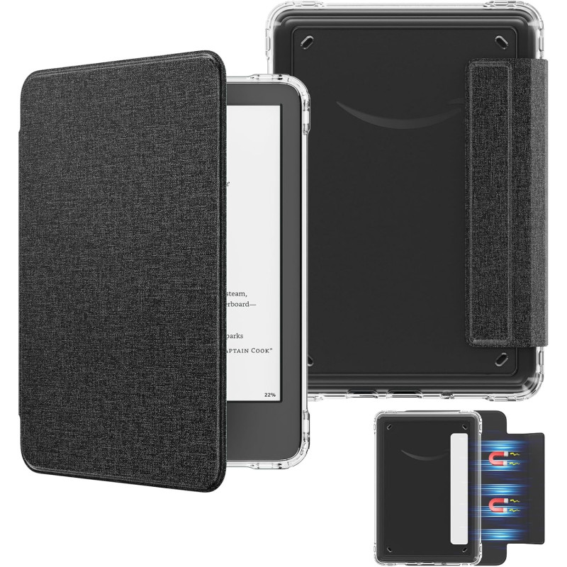 MoKo Étui Magnétique Détachable pour Le Tout Nouveau Kindle (11e Génération 2024/2022) 6 Pouces, Coque Légère et Résistante aux 