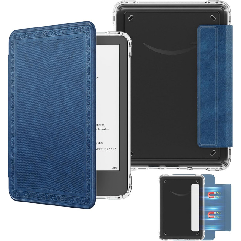 MoKo Étui Magnétique Détachable pour Le Tout Nouveau Kindle(11e Génération 2024/2022) 6 Pouces, Coque Légère et Résistante aux R