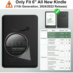 MoKo Étui Magnétique Détachable pour Le Tout Nouveau Kindle(11e Génération 2024/2022) 6 Pouces, Coque Légère et Résistante aux R