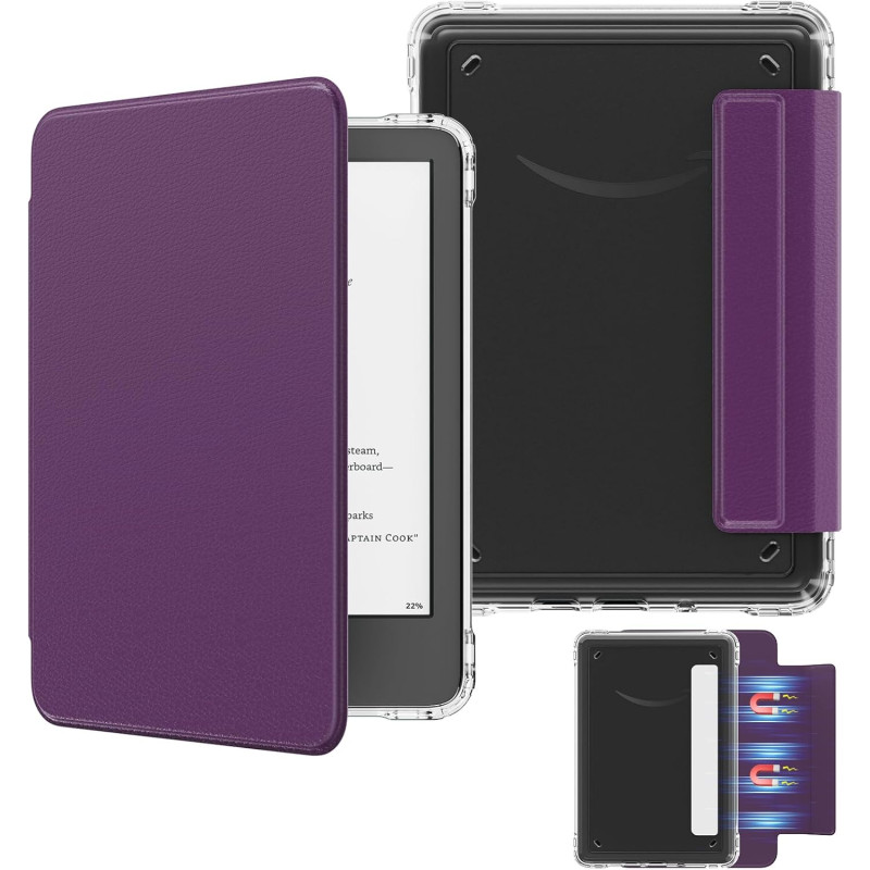 MoKo Étui Magnétique Détachable pour Le Tout Nouveau Kindle(11e Génération 2024/2022) 6 Pouces, Coque Légère et Résistante aux R