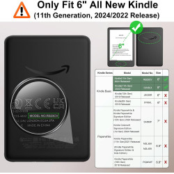 MoKo Étui Magnétique Détachable pour Le Tout Nouveau Kindle(11e Génération 2024/2022) 6 Pouces, Coque Légère et Résistante aux R