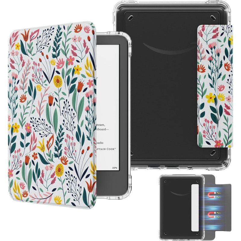 MoKo Étui Magnétique Détachable pour Le Tout Nouveau Kindle(11e Génération 2024/2022) 6 Pouces, Coque Légère et Résistante aux R