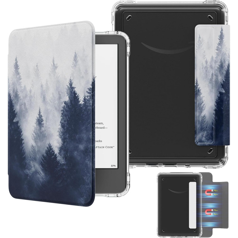 MoKo Étui Magnétique Détachable pour Le Tout Nouveau Kindle(11e Génération 2024/2022) 6 Pouces, Coque Légère et Résistante aux R
