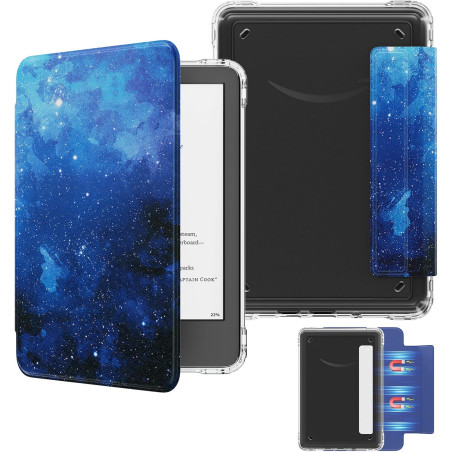 MoKo Étui Magnétique Détachable pour Le Tout Nouveau Kindle(11e Génération 2024/2022) 6 Pouces, Coque Légère et Résistante aux R