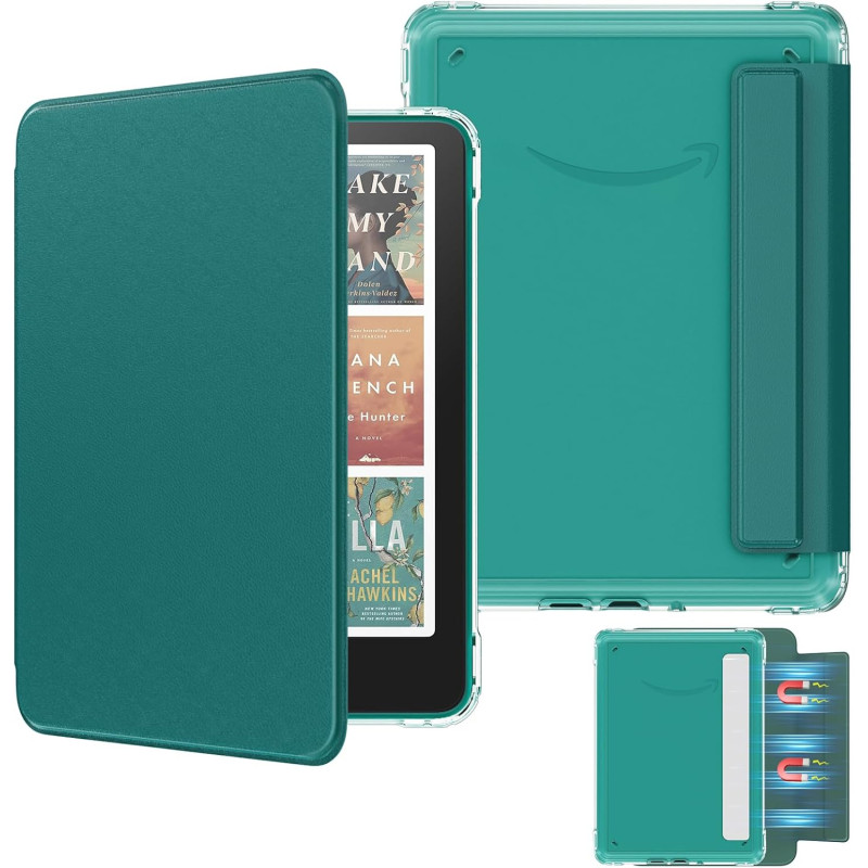 Moko étui magnétique détachable pour 7" kindle paperblanc 12e generation 2024 & kindle colorsoft 2024/2025,ultra clair coque et 