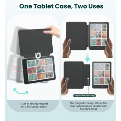 Moko étui magnétique détachable pour 7" kindle paperblanc 12e generation 2024 & kindle colorsoft 2024/2025,ultra clair coque et 