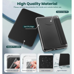 Moko étui magnétique détachable pour 7" kindle paperblanc 12e generation 2024 & kindle colorsoft 2024/2025,ultra clair coque et 