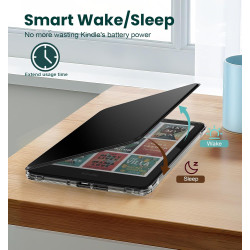 Moko étui magnétique détachable pour 7" kindle paperblanc 12e generation 2024 & kindle colorsoft 2024/2025,ultra clair coque et 