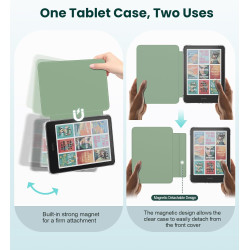 Moko étui magnétique détachable pour 7" kindle paperblanc 12e génération 2024 & kindle colorsoft 2024/2025,ultra clair coque et 