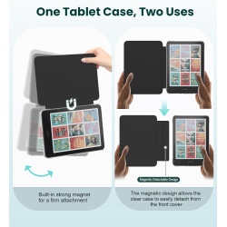 MoKo Étui Magnétique Amovible pour 7" E-Reader 12e Gén 2024 et Colorsoft 2024/2025,Coque Arrière Ultra Transparente Résistante a