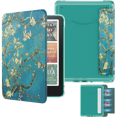 Moko étui magnétique détachable pour 7" kindle paperblanc 12e generation 2024 & kindle colorsoft 2024/2025,ultra clair coque et 