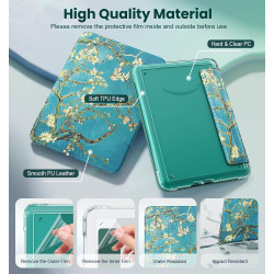 Moko étui magnétique détachable pour 7" kindle paperblanc 12e generation 2024 & kindle colorsoft 2024/2025,ultra clair coque et 