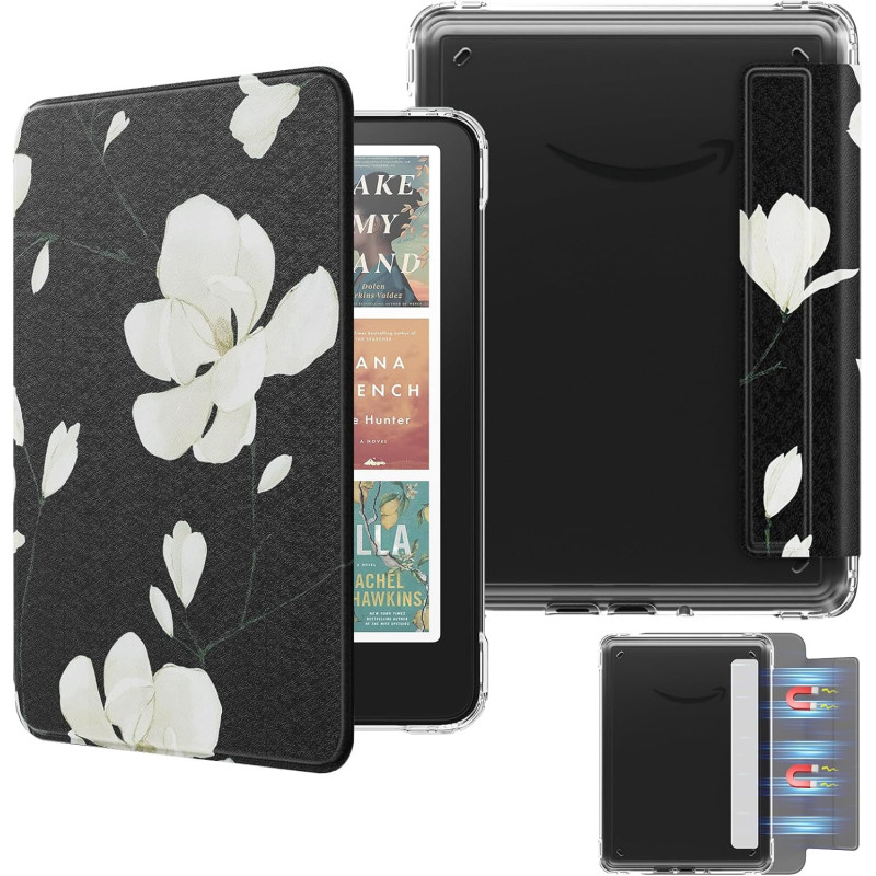 Moko étui magnétique détachable pour 7" kindle paperblanc 12e génération 2024 & kindle colorsoft 2024/2025,ultra clair coque et 