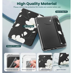 Moko étui magnétique détachable pour 7" kindle paperblanc 12e génération 2024 & kindle colorsoft 2024/2025,ultra clair coque et 