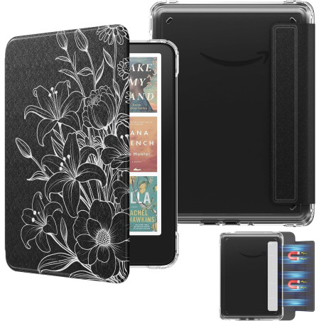 Moko étui magnétique détachable pour 7" kindle paperblanc 12e génération 2024 & kindle colorsoft 2024/2025,ultra clair coque et 
