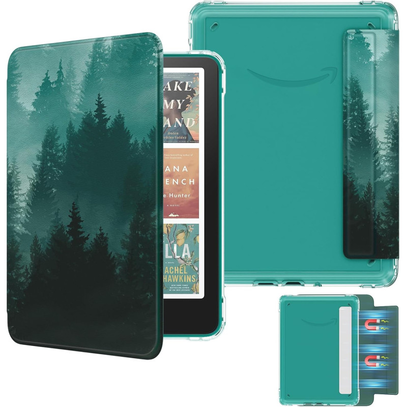 Moko étui magnétique détachable pour 7" kindle paperblanc 12e generation 2024 & kindle colorsoft 2024/2025,ultra clair coque et 