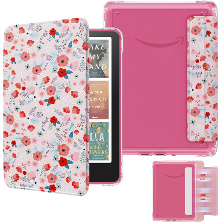 Moko étui magnétique détachable pour 7" kindle paperblanc 12e generation 2024 & kindle colorsoft 2024/2025,ultra clair coque et 
