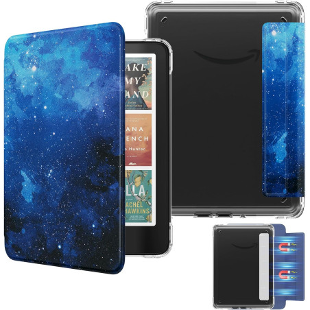 Moko étui magnétique détachable pour 7" kindle paperblanc 12e génération 2024 & kindle colorsoft 2024/2025,ultra clair coque et 