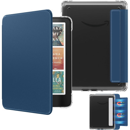 Moko étui magnétique détachable pour 7" kindle paperblanc 12e generation 2024 & kindle colorsoft 2024/2025,ultra clair coque et 