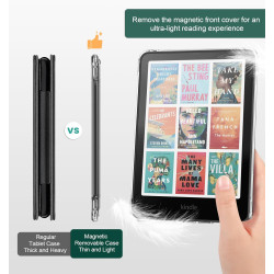 Moko étui magnétique détachable pour 7" kindle paperblanc 12e generation 2024 & kindle colorsoft 2024/2025,ultra clair coque et 