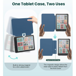 Moko étui magnétique détachable pour 7" kindle paperblanc 12e generation 2024 & kindle colorsoft 2024/2025,ultra clair coque et 