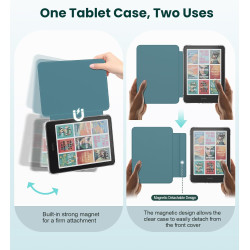 Moko étui magnétique détachable pour 7" kindle paperblanc 12e génération 2024 & kindle colorsoft 2024/2025,ultra clair coque et 