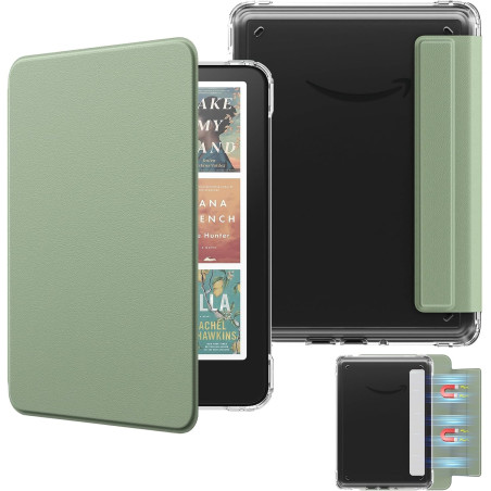 MoKo Étui Magnétique Amovible pour 7" E-Reader 12e Génération 2024 et Color 2024/2025, Coque Arrière Ultra Transparente Résistan