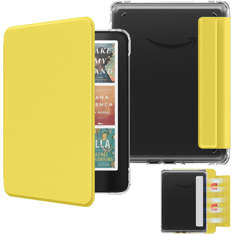Moko étui magnétique détachable pour 7" kindle paperblanc 12e génération 2024 & kindle colorsoft 2024/2025,ultra clair coque et 