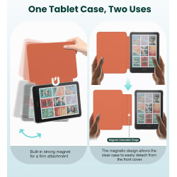 Moko étui magnétique amovible pour 7" e-reader 12e génération 2024 et color 2024/2025, coque arrière ultra transparente résistan