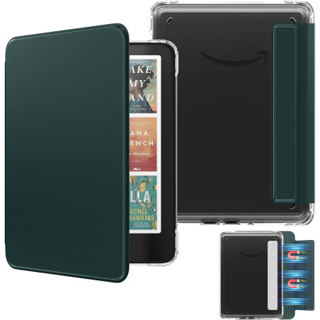 Moko étui magnétique détachable pour 7" kindle paperblanc 12e generation 2024 & kindle colorsoft 2024/2025,ultra clair coque et 