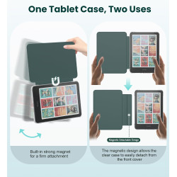 Moko étui magnétique détachable pour 7" kindle paperblanc 12e generation 2024 & kindle colorsoft 2024/2025,ultra clair coque et 