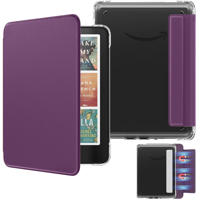 MoKo Étui Magnétique Amovible 7 Pouces pour Liseuse électronique avec Mise en Veille/Réveil Automatique, Violet Foncé