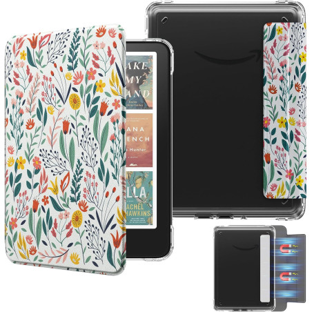 MoKo Étui Magnétique Amovible pour 7" E-Reader 12e Génération 2024 et Color 2024/2025, Coque Arrière Ultra Transparente Résistan