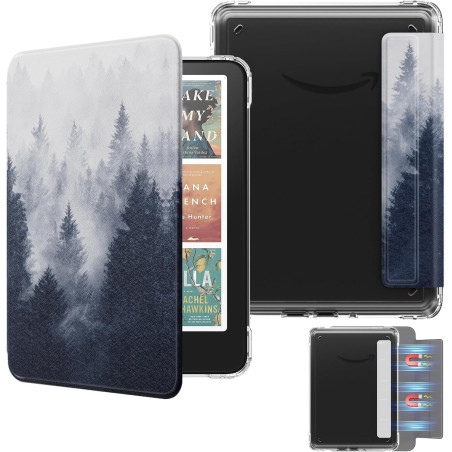 Moko étui magnétique détachable pour 7" kindle paperblanc 12e génération 2024 & kindle colorsoft 2024/2025,ultra clair coque et 