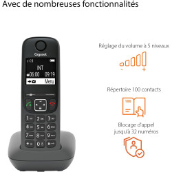 Gigaset A695 - téléphone DECT sans fil - grand écran à fort contraste - excellente qualité audio - profils sonores réglables - f