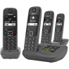 Gigaset A695A Quattro, téléphone DECT, 4 combinés, répondeur, Gris | Sans fil, écran à haut contraste, mains libres, protection 
