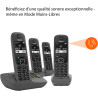 Gigaset A695A Quattro, téléphone DECT, 4 combinés, répondeur, Gris | Sans fil, écran à haut contraste, mains libres, protection 