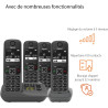 Gigaset A695A Quattro, téléphone DECT, 4 combinés, répondeur, Gris | Sans fil, écran à haut contraste, mains libres, protection 