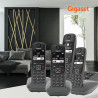 Gigaset A695A Quattro, téléphone DECT, 4 combinés, répondeur, Gris | Sans fil, écran à haut contraste, mains libres, protection 