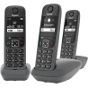 Gigaset A695 Trio, téléphone DECT, 3 combinés, Grand écran, Gris | Sans fil, haut contraste, mains libres, protection d’appels, 
