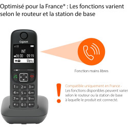 Gigaset A695 Trio, téléphone DECT, 3 combinés, Grand écran, Gris | Sans fil, haut contraste, mains libres, protection d’appels, 