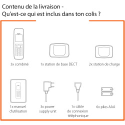 Gigaset A695 Trio, téléphone DECT, 3 combinés, Grand écran, Gris | Sans fil, haut contraste, mains libres, protection d’appels, 