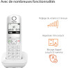 Gigaset A695 téléphone DECT, Grand écran, Blanc, Fabriqué en Allemagne | Sans fil, haut contraste, mains libres, protection d’ap