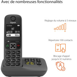 Gigaset A695A Duo - 2 téléphones DECT sans fil avec répondeur - écran à haut contraste - excellente qualité audio - profils sono